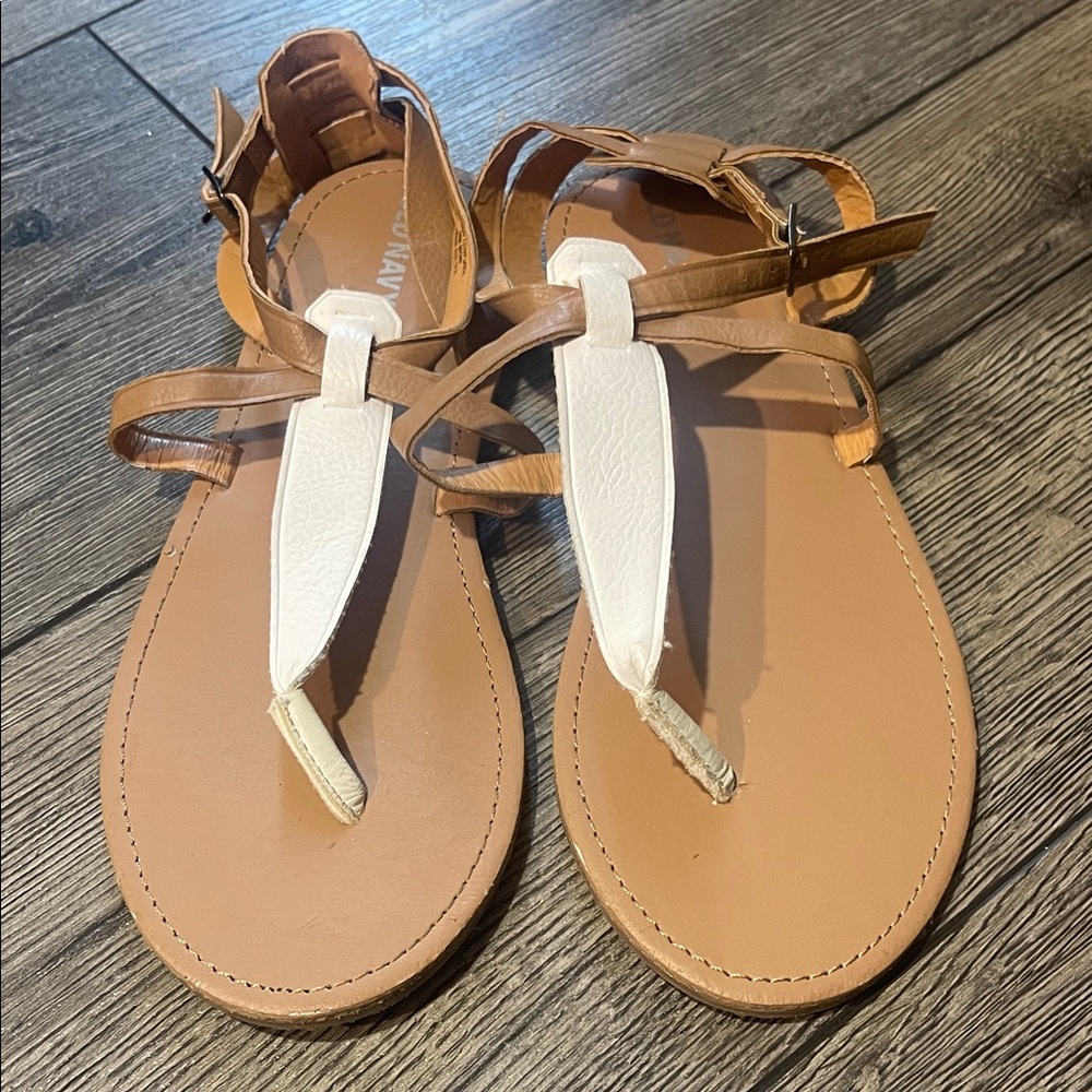 Tan and White Sandals
